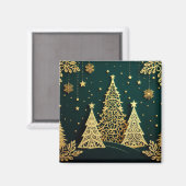 Elegant Gouden Kerstboom Patroon Magneet (Voorkant / Achterkant)