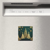 Elegant Gouden Kerstboom Patroon Magneet (Insitu (Vaatwasser))