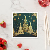 Elegant Gouden Kerstboom Patroon Servet (Insitu)