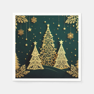 Elegant Gouden Kerstboom Patroon Servet