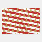 Elegant gouden kerstboompatroon gestript inpakpapier vel (Voorkant)