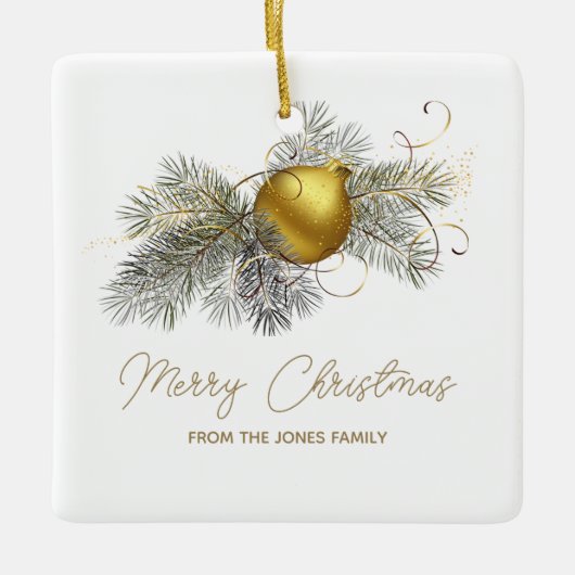 Elegant gouden Kerstfeest Keramisch Ornament (Voorkant)