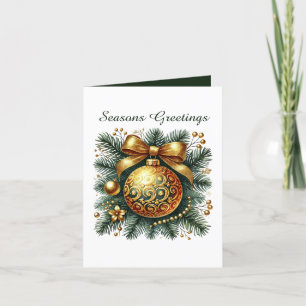 Elegant gouden kerstmis add bericht ornament feestdagen kaart