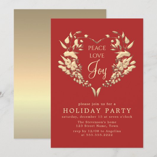 Elegant Gouden Kerstmis Kaart (Voorkant / Achterkant)