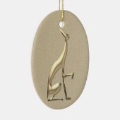 Elegant Gouden Kerstmis Keramisch Ornament (Rechts)