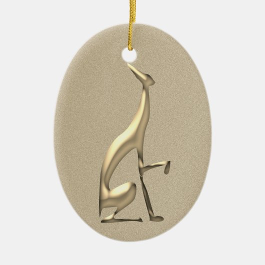 Elegant Gouden Kerstmis Keramisch Ornament (Voorkant)