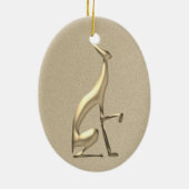 Elegant Gouden Kerstmis Keramisch Ornament (Achterkant)