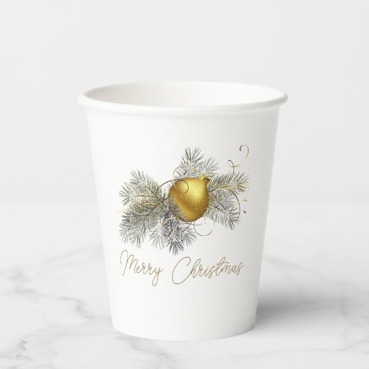 Elegant gouden Kerstmis Ornament Party Papieren Bekers (Voorkant)