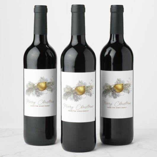 Elegant gouden Kerstmis Ornament Party Wijn Etiket (Flessen)