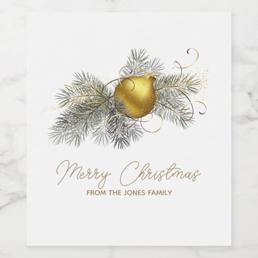Elegant gouden Kerstmis Ornament Party Wijn Etiket (Enkel label)