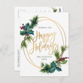 Elegant Gouden Kerstmis Pine Cones Vakantie Groet Briefkaart (Voorkant / Achterkant)