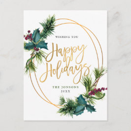 Elegant Gouden Kerstmis Pine Cones Vakantie Groet Briefkaart