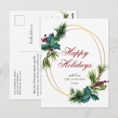 Elegant Gouden Kerstmis Pine Cones Vakantie Groet Briefkaart (Voorkant / Achterkant)