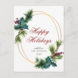 Elegant Gouden Kerstmis Pine Cones Vakantie Groet Briefkaart