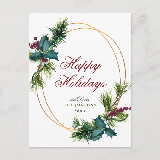 Elegant Gouden Kerstmis Pine Cones Vakantie Groet Briefkaart (Voorkant)