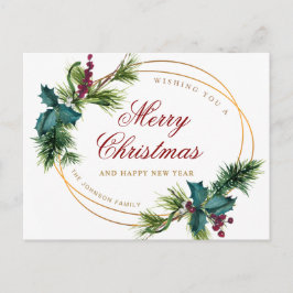 Elegant Gouden Kerstmis Pine Cones Vakantie Groet Briefkaart