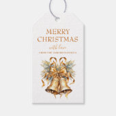 Elegant Gouden Kerstmisklokken Douane Cadeaulabel (Voorkant)