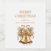 Elegant Gouden Kerstmisklokken Douane Wijn Etiket (Enkel label)