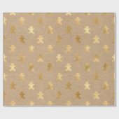 Elegant gouden kerstontbijtpatroon cadeaupapier (Vlak)