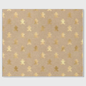 Elegant gouden kerstontbijtpatroon cadeaupapier (Vlak)
