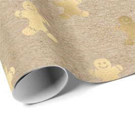 Elegant gouden kerstontbijtpatroon cadeaupapier