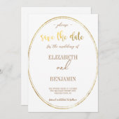 Elegant gouden klassiek minimalistisch save the date (Voorkant / Achterkant)