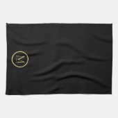 Elegant Gouden Kleur Monogrammed Naam Sjabloon Zwa Theedoek (Horizontaal)
