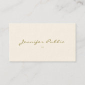 Elegant gouden kleurenscript Luxe Signature Cream Visitekaartje (Voorkant)