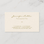 Elegant gouden kleurenscript Luxe Signature Cream Visitekaartje (Achterkant)