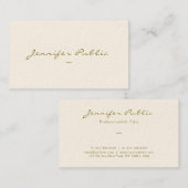 Elegant gouden kleurenscript Luxe Signature Cream Visitekaartje (Voorkant / Achterkant)