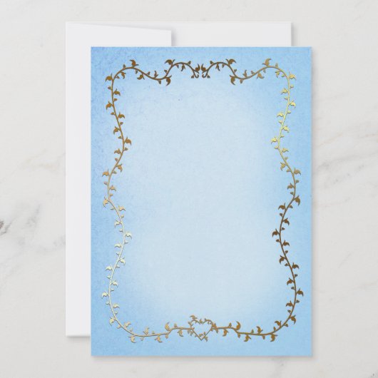 Elegant Gouden Koets Blauw Storybook Bruiloft Kaart (Achterkant)