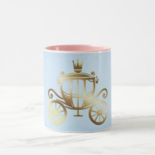 Elegant Gouden Koets Blauw Storybook Prinses Mok (Midden)