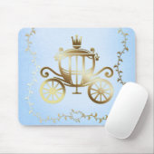 Elegant Gouden Koets Blauw Storybook Prinses Muismat (Met muis)