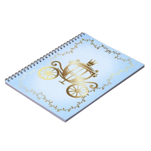 Elegant Gouden Koets Blauw Storybook Prinses Notitieboek (Linkerzijde)
