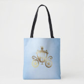 Elegant Gouden Koets Blauw Storybook Prinses Tote Bag (Voorkant)