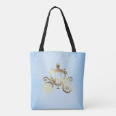 Elegant Gouden Koets Blauw Storybook Prinses Tote Bag (Achterkant)
