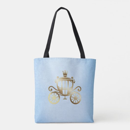 Elegant Gouden Koets Blauw Storybook Prinses Tote Bag (Achterkant)