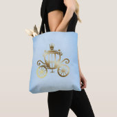 Elegant Gouden Koets Blauw Storybook Prinses Tote Bag (Dichtbij)