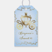 Elegant Gouden Koets Blauw Storybook Royal Cadeaulabel (Achterkant)