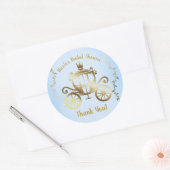 Elegant Gouden Koets Blauw Storybook Royal Ronde Sticker (Envelop)