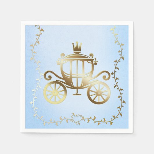Elegant Gouden Koets Blauw Storybook Royal Servet (Voorkant)