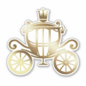 Elegant Gouden Koets Blauw Storybook Royal Sticker (Voorkant)
