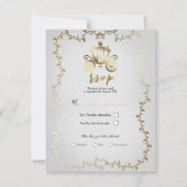 Elegant Gouden Koets Wit Storybook Bruiloft RSVP Kaart (Voorkant)