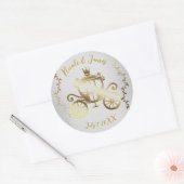 Elegant Gouden Koets Wit Storybook Royal Ronde Sticker (Envelop)