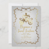 Elegant Gouden Koets Wit Storybook Sweet 16 Kaart (Voorkant)