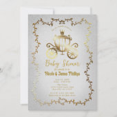Elegant gouden koets wit verhalenboek Baby shower Kaart (Voorkant)