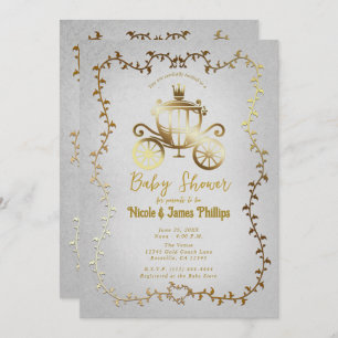 Elegant gouden koets wit verhalenboek Baby shower Kaart