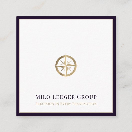 Elegant gouden kompas Logo Vierkante Visitekaartje (Voorkant)