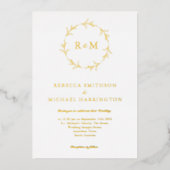 Elegant Gouden Krans Monogram Bruiloft Folie Uitnodiging (Voorkant)