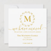 Elegant gouden krans monogram We hebben verplaatst Aankondiging (Voorkant)